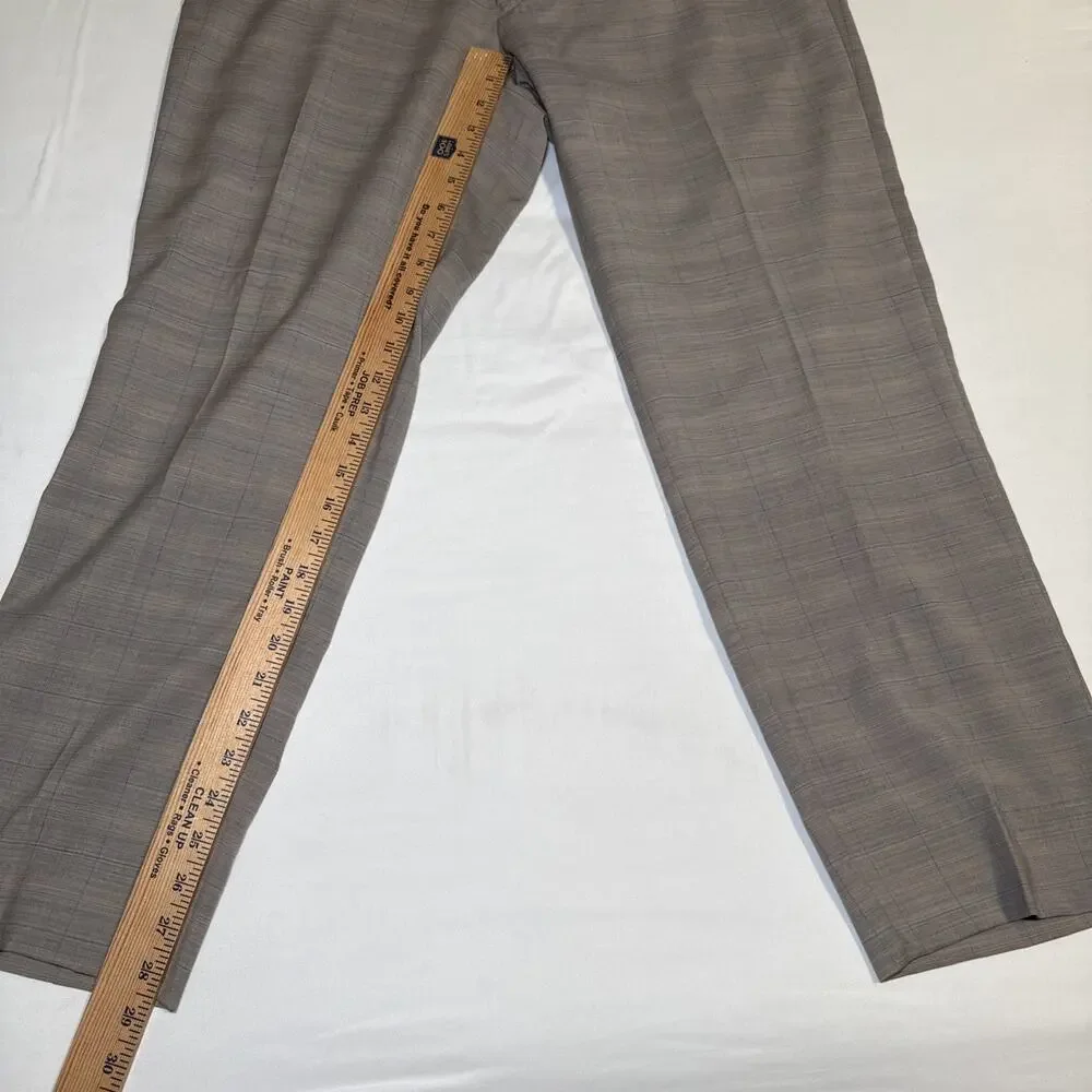 Ballin Pants Mens 36x28.5 Tan Gray Plaid Wool Dress Pants Comfort EZE Canada - Picture 11 of 16